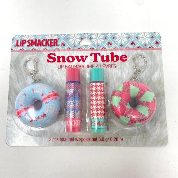 Lip Smacker Snow Tube Lip Balm & Key Chain 2 Packs Raspberry Apple Holiday - Picture 5 of 9